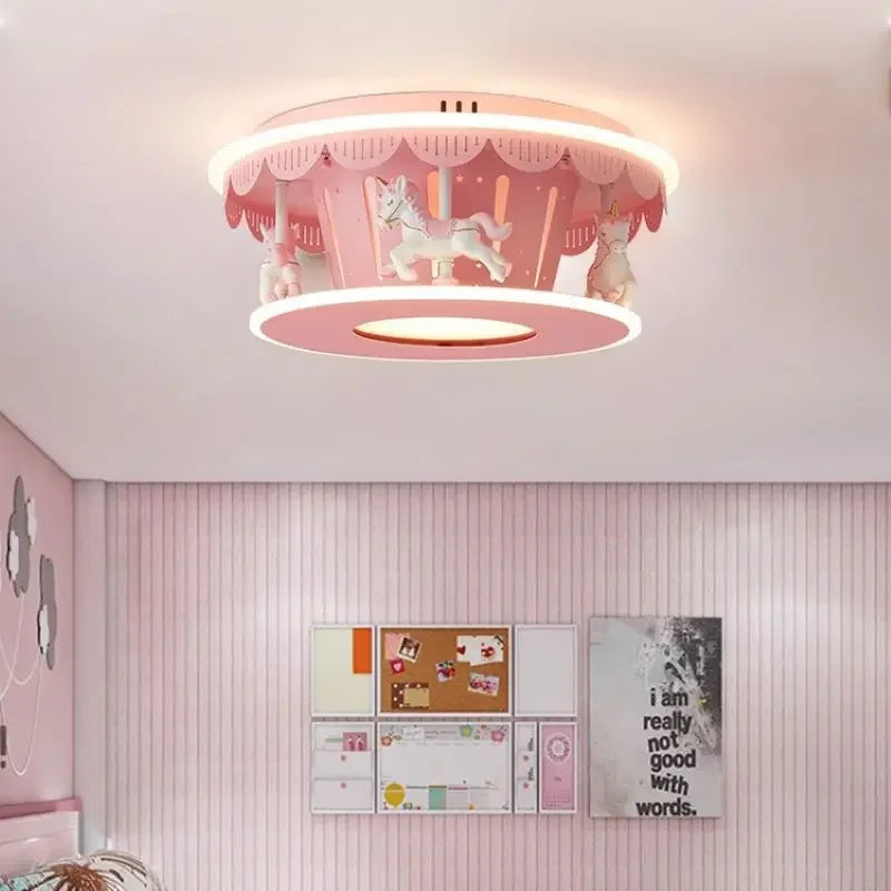 lampe de plafond led carrousel créative pour filles - vue 3 sur 8