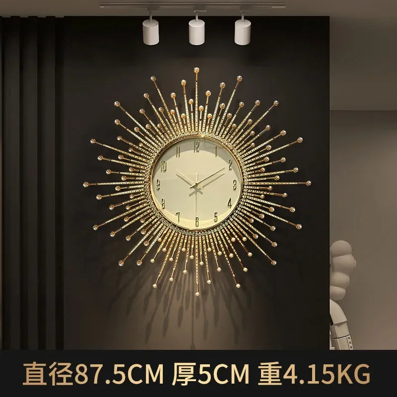 horloge murale de luxe en forme de soleil pour décoration moderne - vue 7 sur 10