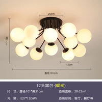 Lustre Nordique LED Salon Chambre Lait Blanc Boule de Verre pour Vivre Sommeil Maison