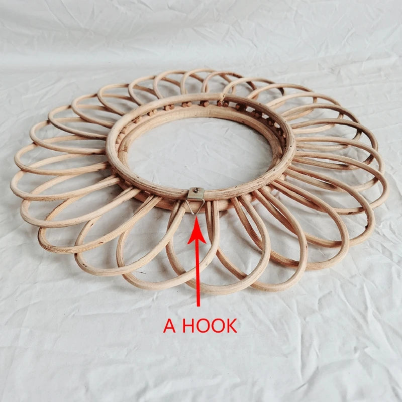 miroir rond en rotin décoration artistique pour intérieur - vue 8 sur 7
