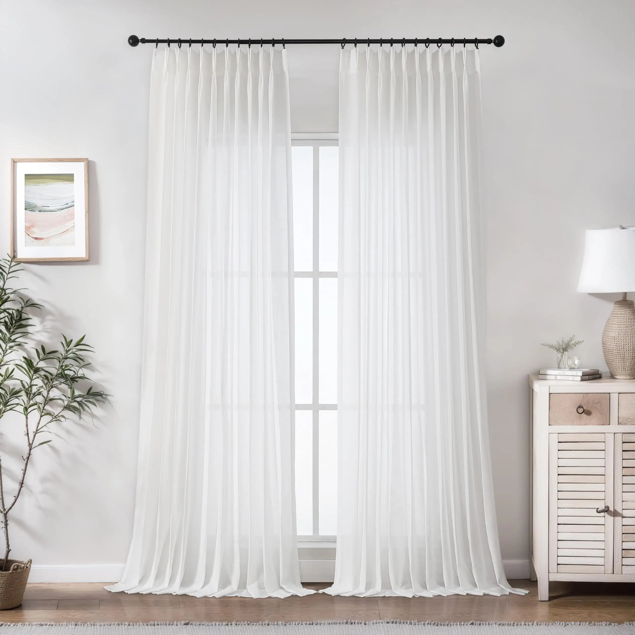 Voilage imitation lin sur mesure extra long salon