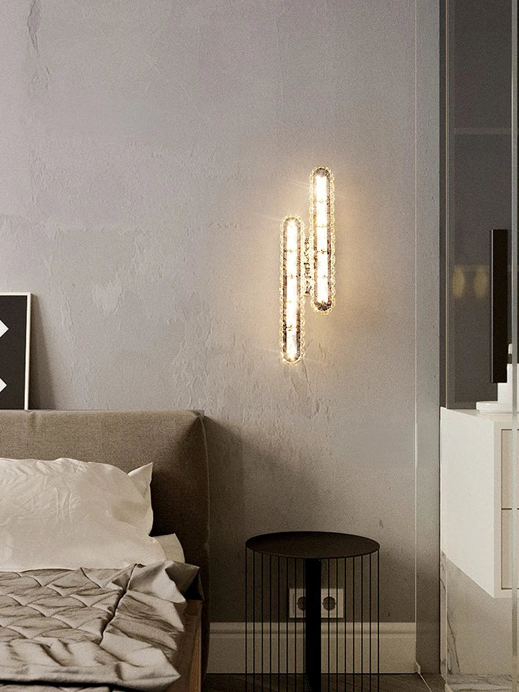 applique murale led en cristal clair montage en surface morden