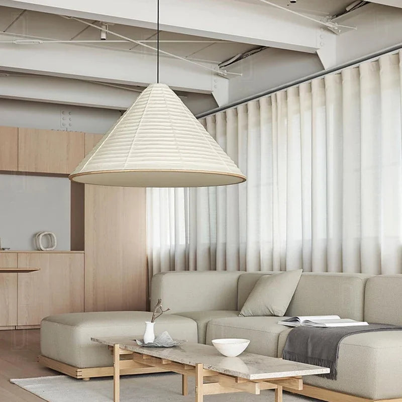 suspension japonaise wabi-sabi lampe en papier de riz design pliable - vue 7 sur 8