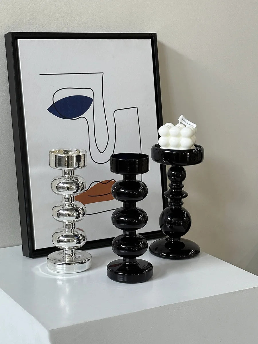 bougeoirs vintage en bois de hêtre pour décoration intérieure et mariage