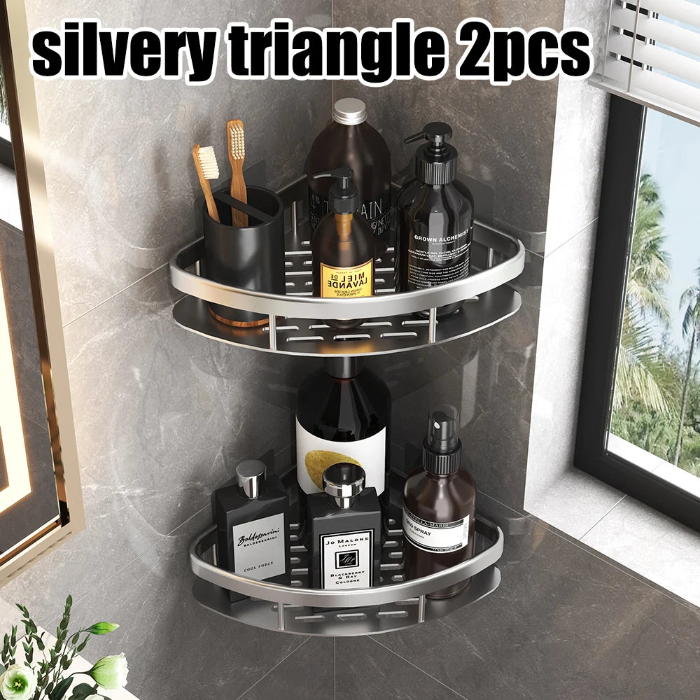 étagère d'angle murale sans perçage pour douche et serviettes - vue 14 sur 18