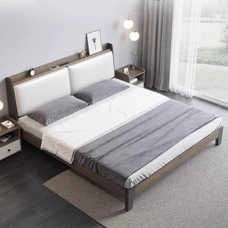 lit double nordique minimaliste multifonction luxe moderne