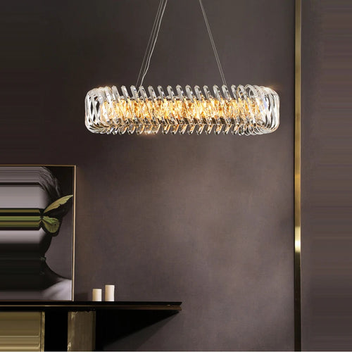 plafonnier moderne rond en cristal doré à led dimmable