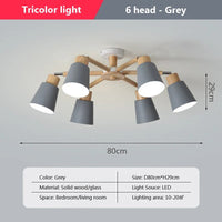 Lustre bois LED têtes salon maison intérieur moderne