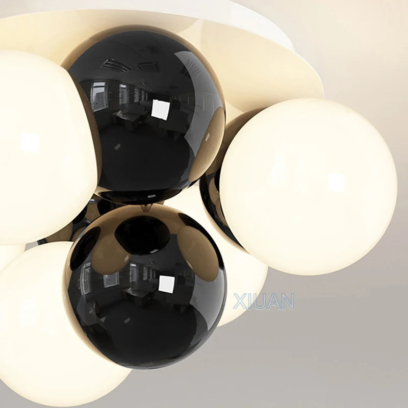 Lustre boule ronde nordique lumière bulle chambre plafonniers LED E27 salon salle à manger lustres pour chambre d'enfant - vue 6 sur 9
