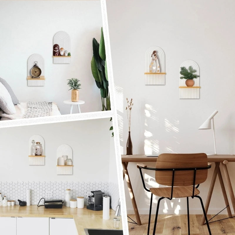 lot de 2 étagères murales en bois style bohème pour plantes décoratives