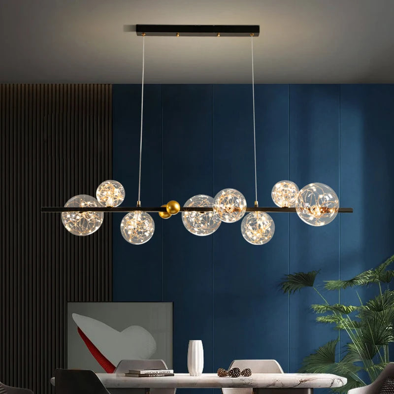 Lustre led en verre design pour éclairage intérieur décoratif