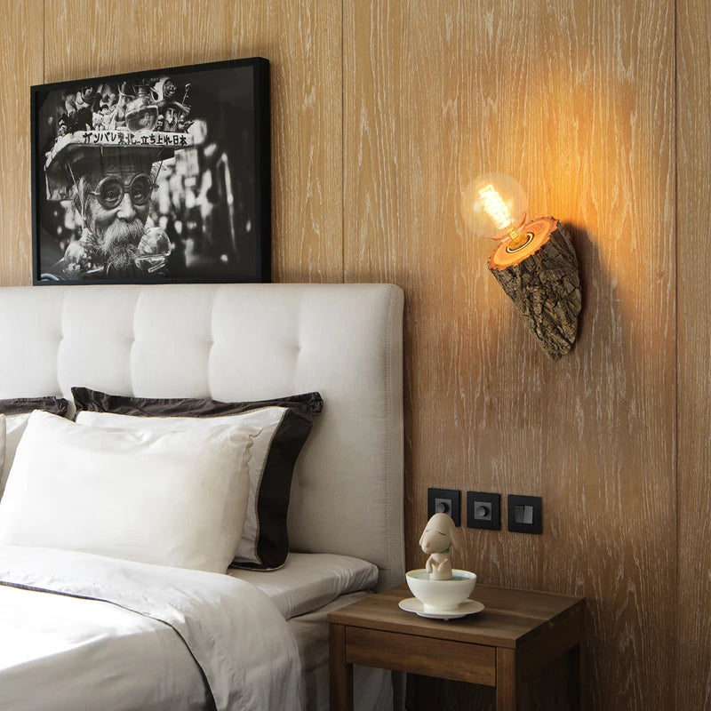 applique murale led en bois massif design nordique pour hôtel ou restaurant - vue 4 sur 8