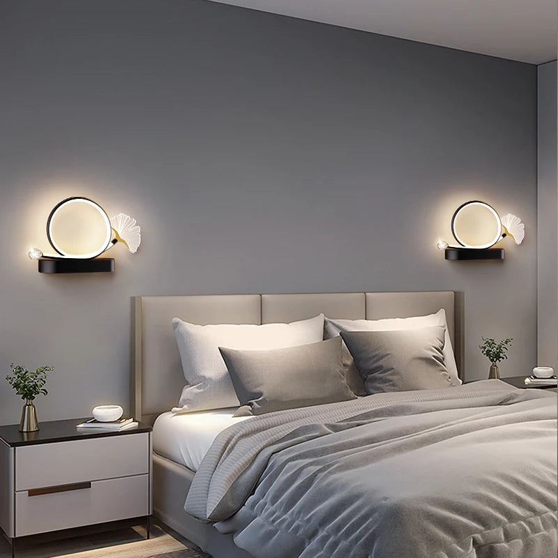 applique murale led tricolore protection yeux design feuille ginkgo - vue 7 sur 12