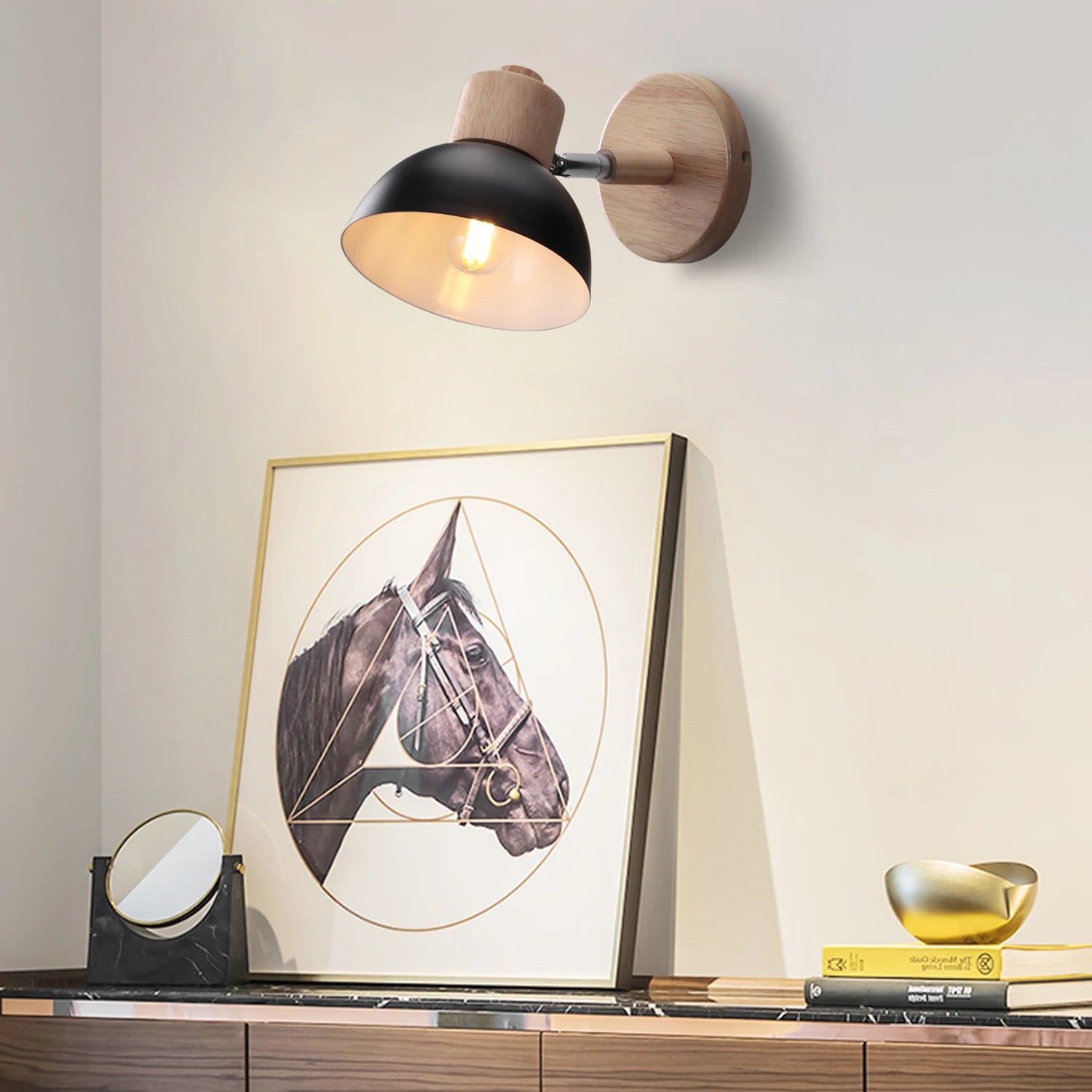 Applique murale en bois nordique et abat-jour métal - vue 4 sur 22