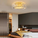 plafonnier moderne rond en cristal doré à led dimmable