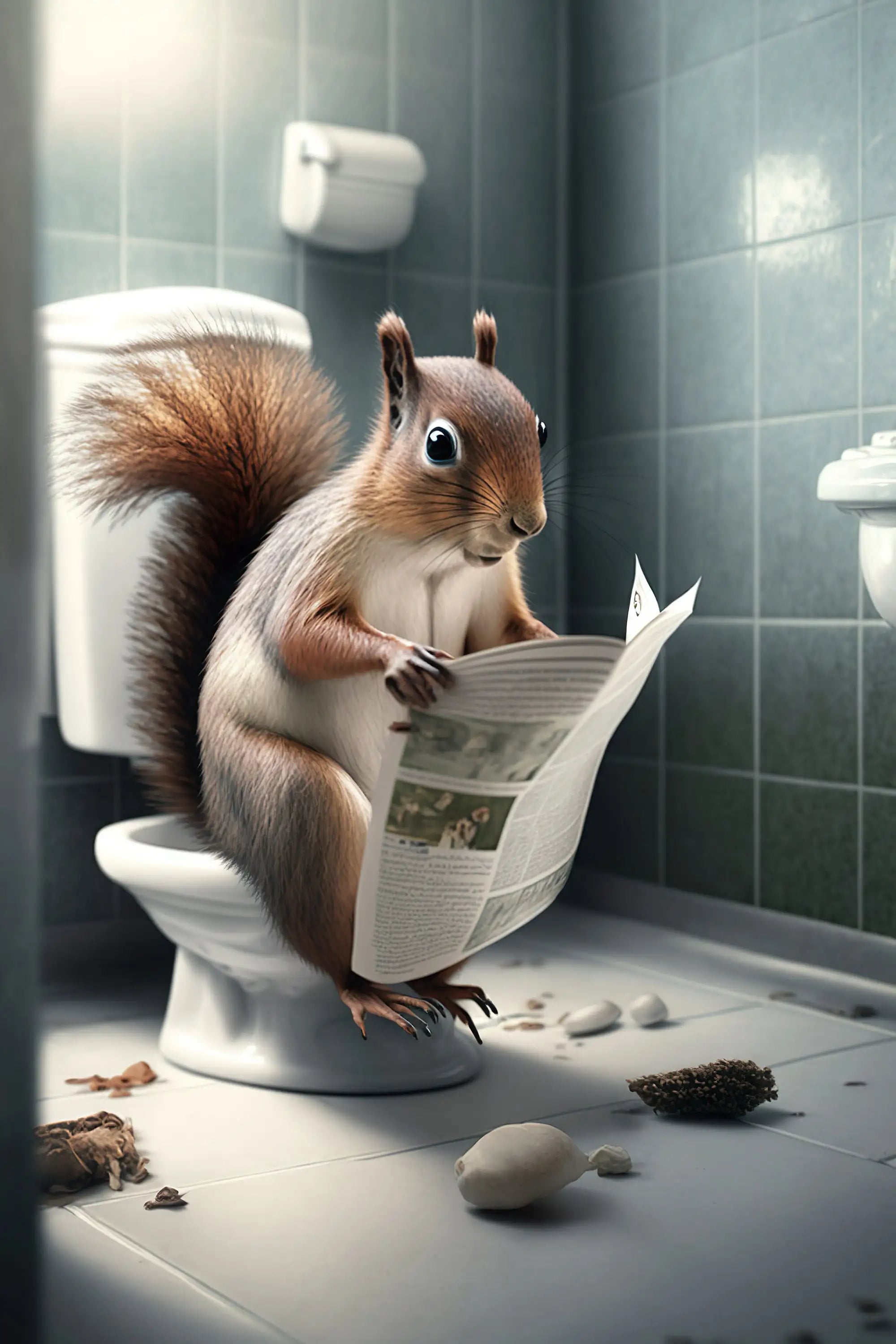 décoration murale humoristique animaux assis sur toilettes