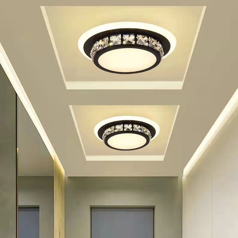 Plafonniers en cristal modernes lampe à LED pour salon chambre étude blanc noir Surface montée éclairage décoration lustre