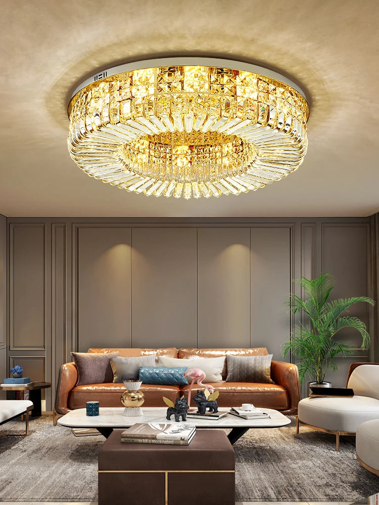 plafonnier led classique en cristal chromé pour intérieur moderne - vue 4 sur 11