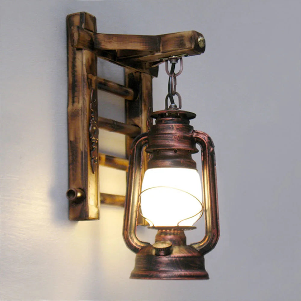 Applique murale industrielle américaine Vintage rétro Loft luminaire mural en bois lampe à kérosène café Bar Restaurant décor