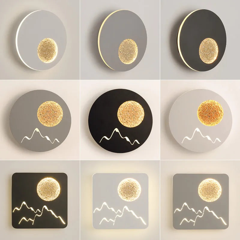 Postmodern applique murale LED lune lampe blanc noir carré rond en aluminium chambre chevet applique murale escalier cuisine couloir luminaire - vue 2 sur 15