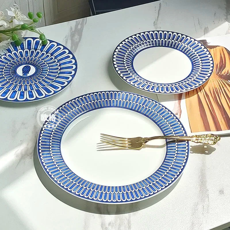 Assiette ceramique style europeen motifs sceau raffines