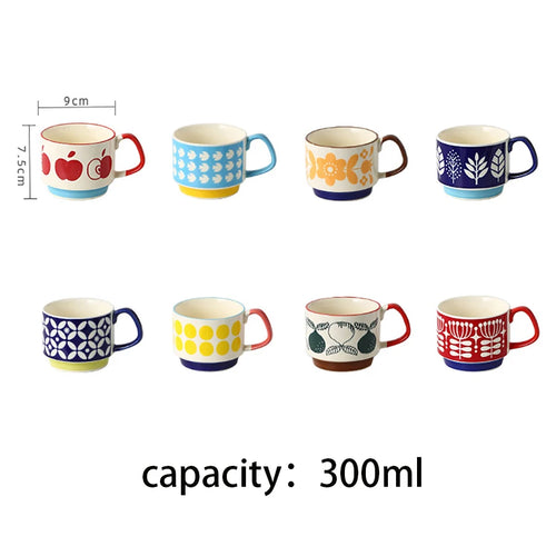 Ensemble 4 tasses empilables style japonais rétro céramique