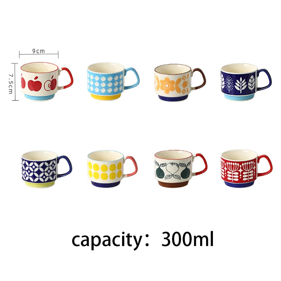 Ensemble 4 tasses empilables style japonais rétro céramique - vue 7 sur 7