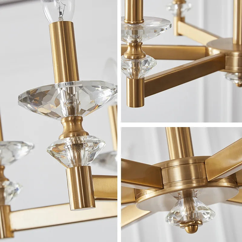 lustre en cristal style industriel européen rétro en fer - vue 6 sur 11