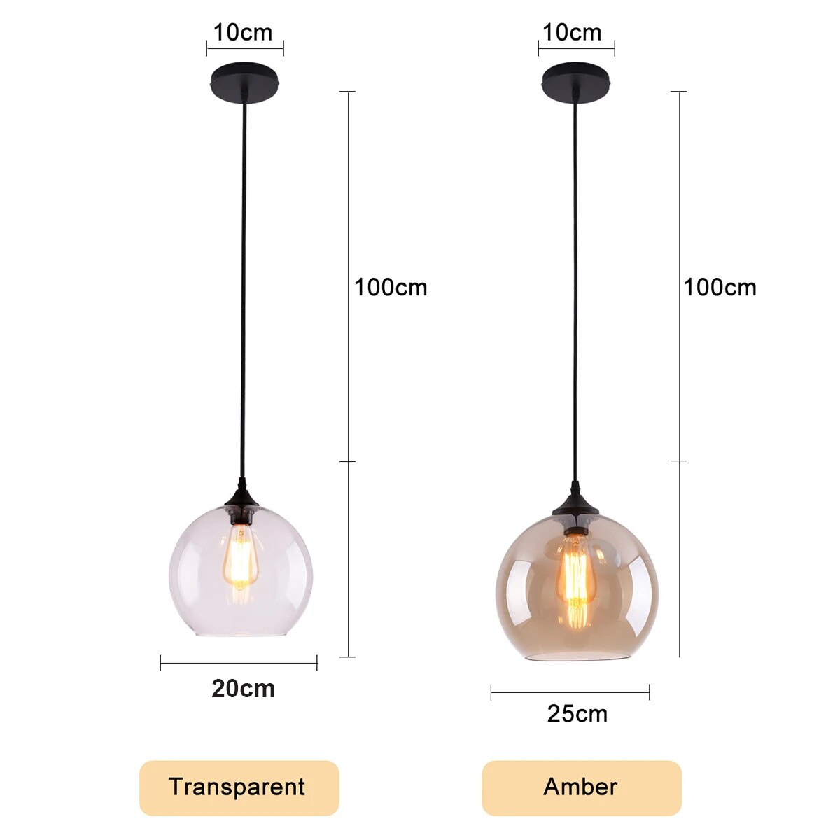 Suspension boule de verre design - vue 5 sur 10