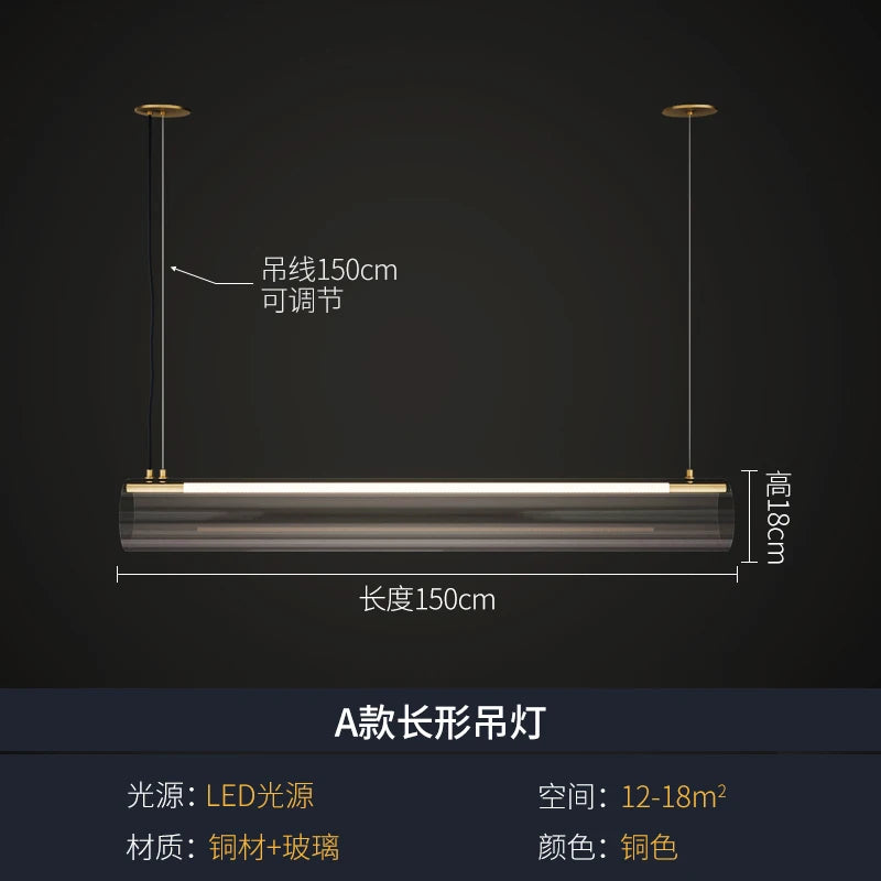 lampes suspendues long tube acrylique nordique pour restaurants et bars