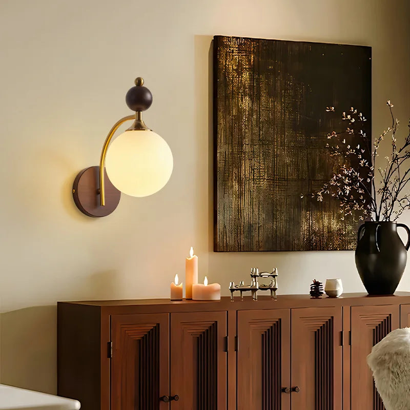 applique murale en bois et verre pour intérieur moderne - vue 6 sur 8