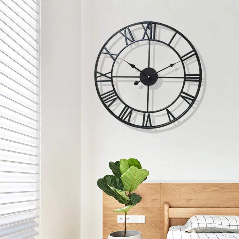 horloge murale chiffres romains décorative pour intérieur et extérieur - vue 5 sur 8