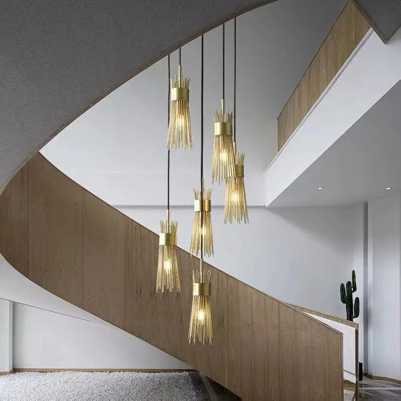 lustre en cuivre plein led décoratif pour maison créatif - vue 5 sur 16