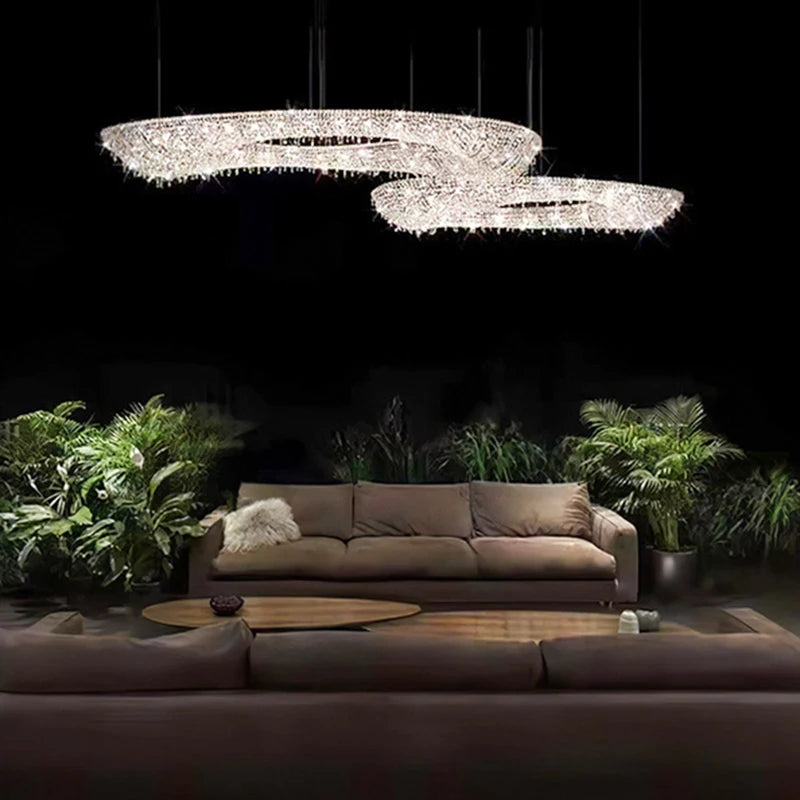 lustre en cristal transparent au design créatif et élégant