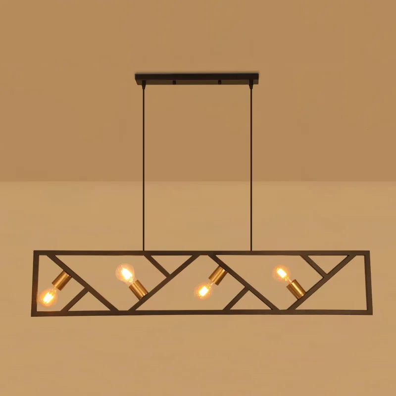 Style industriel fer art lustre restaurant salon lait thé café créatif 4 têtes personnalité lampe suspendue