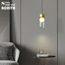 suspension en verre transparent avec tête en cuivre décorative