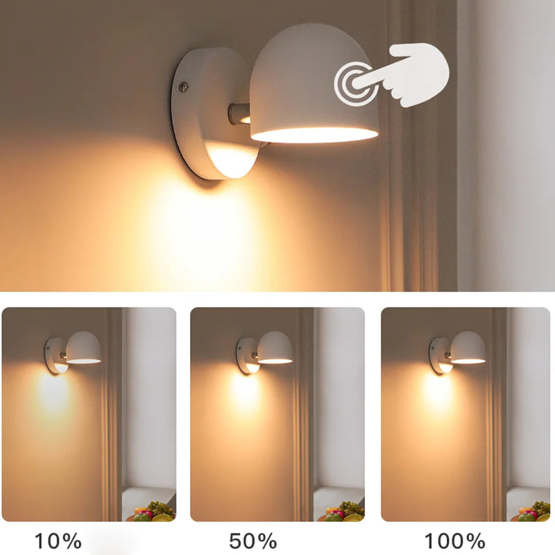 applique murale led tactile rotative 350° avec variateur et prise