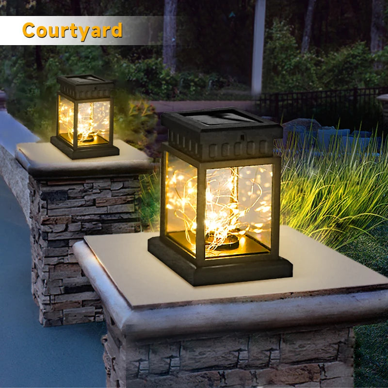 lampe solaire lanterne led étanche pour jardin et extérieur - vue 5 sur 9
