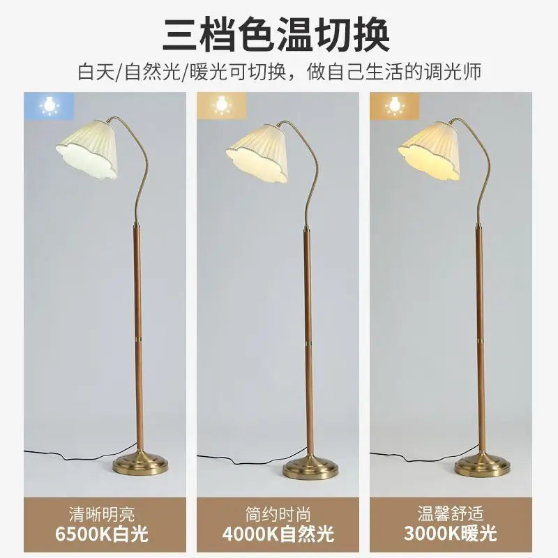 Lampadaire bois massif rétro japonais luxe haut gamme bureau chambre