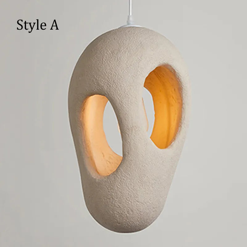 Lustre nordique Wabi Sabi poreux Simple Style lampes créatives - vue 4 sur 9