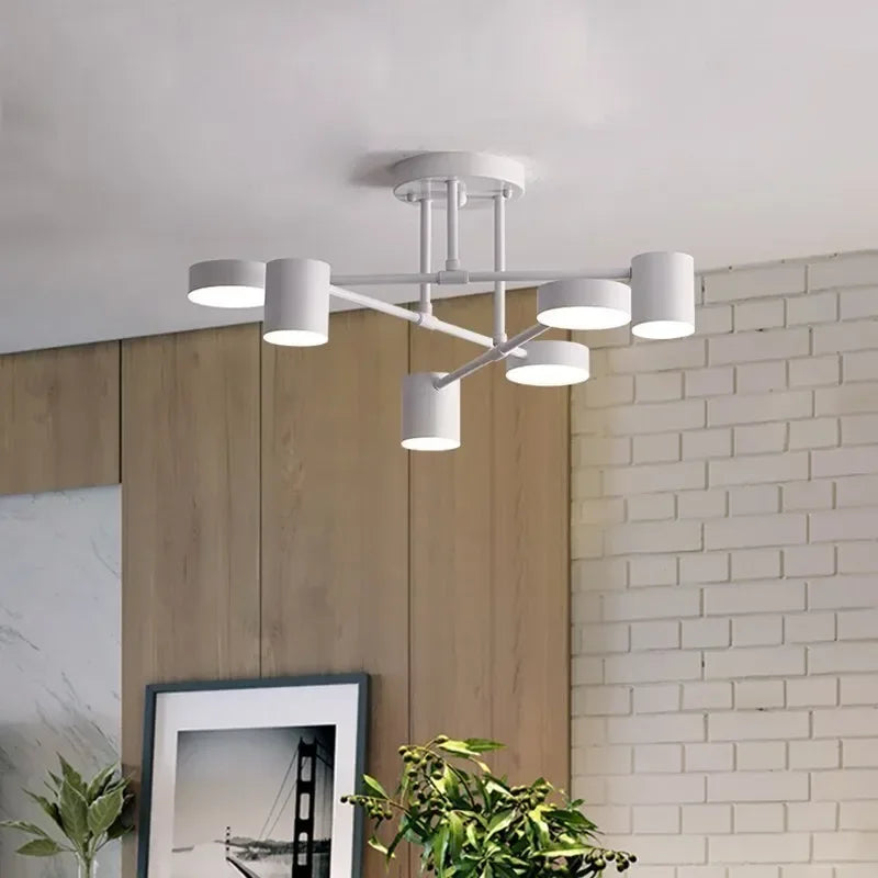lustre led moderne semi-noir blanc or intérieur salon manger chambre - vue 4 sur 16