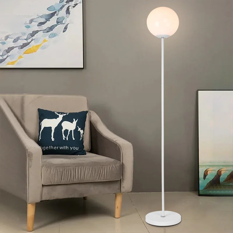 Lampadaire verre moderne blanc noir E27 - vue 4 sur 8