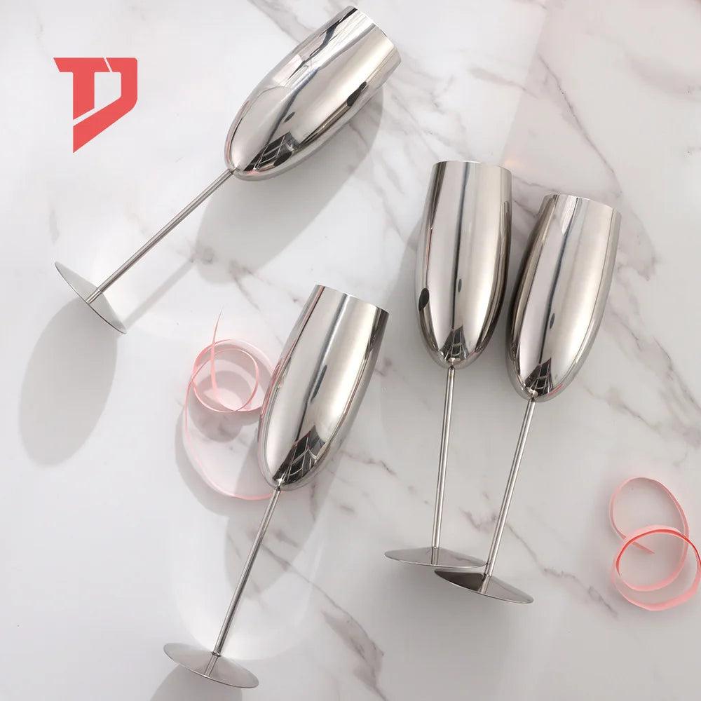 Verre champagne inox texturé style tulipe festif élégant - vue 6 sur 7