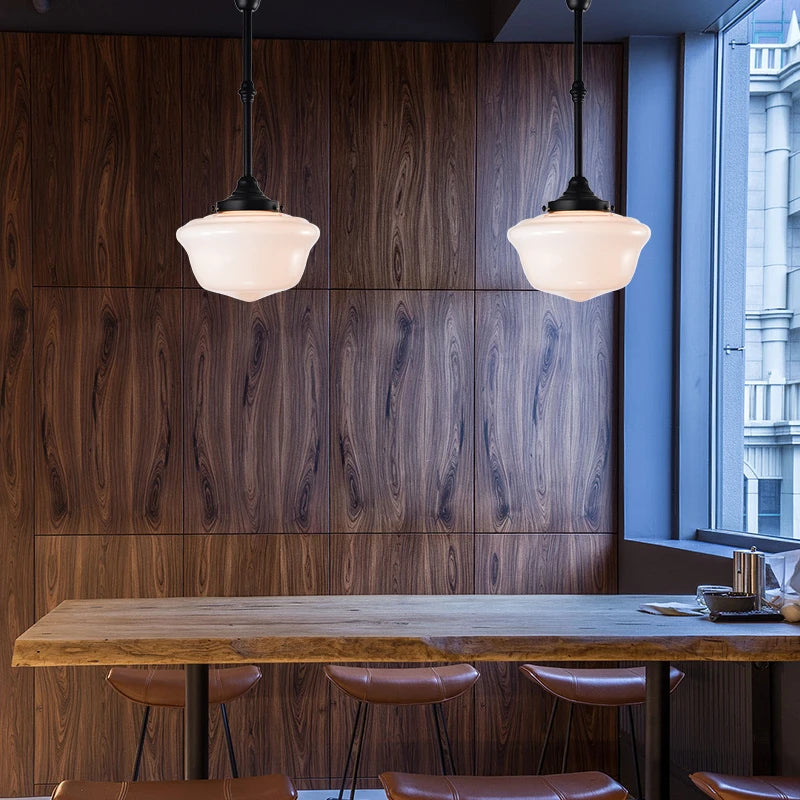 Plafonnier Vintage pour chambre à coucher cuisine salle d'étude lumière en verre noir lampe suspendue industrielle lampes de loft intérieur nordique - vue 5 sur 10