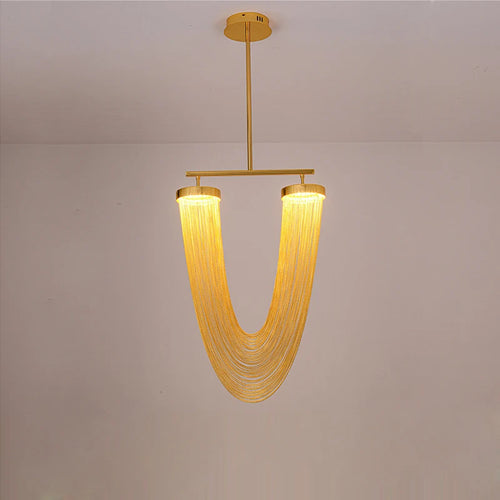 lustre artistique à led en aluminium chromé avec intensité variable