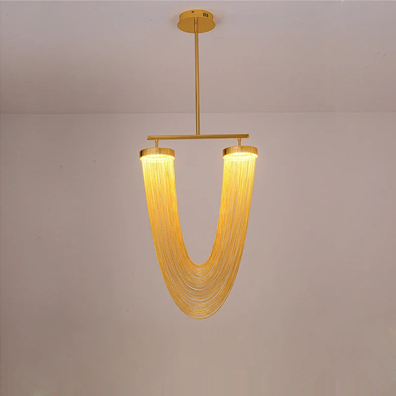 lustre artistique à led en aluminium chromé avec intensité variable - vue 6 sur 21