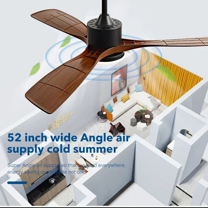 ventilateur de plafond en bois lumineux avec télécommande - vue 4 sur 12