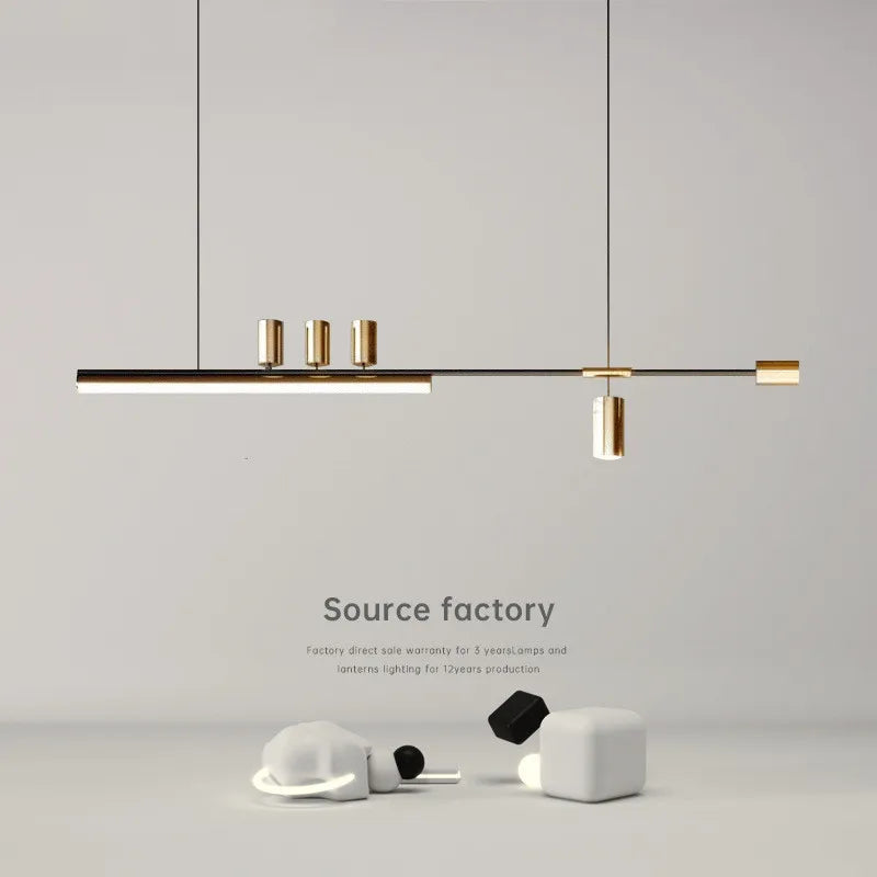 suspension led style nordique longue pour table cuisine bar - vue 2 sur 8