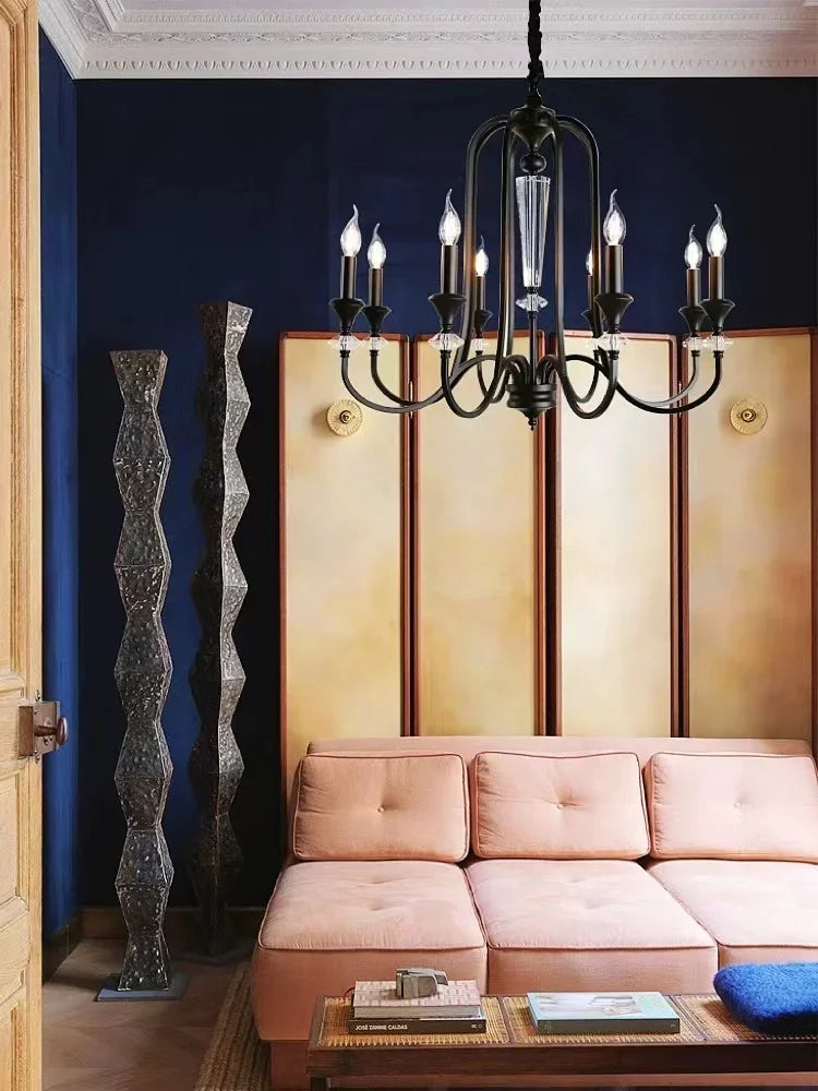 lustre rétro luxe en cristal style américain - vue 6 sur 10
