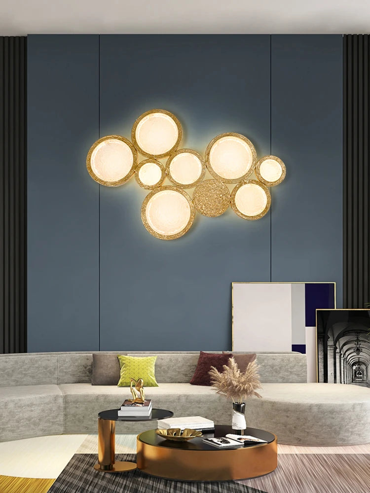 applique murale led postmoderne en cuivre avec miroir magique